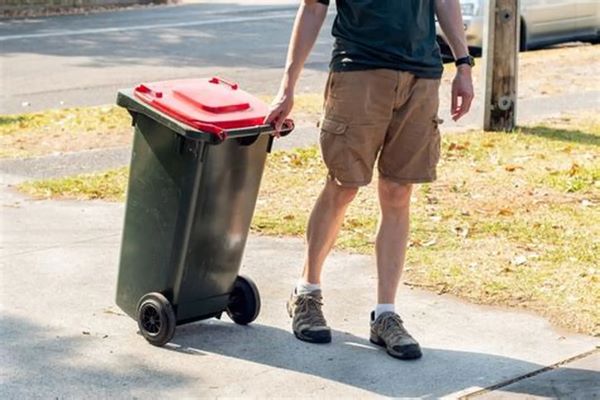 The Ultimate Trash Cans Cleaning Service Man wheeling garbage bin